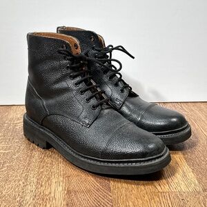 Grenson Joseph Cap Toe Pebble Leather 8 Eyelet Black Boots Mens UK 6 G (US 7)